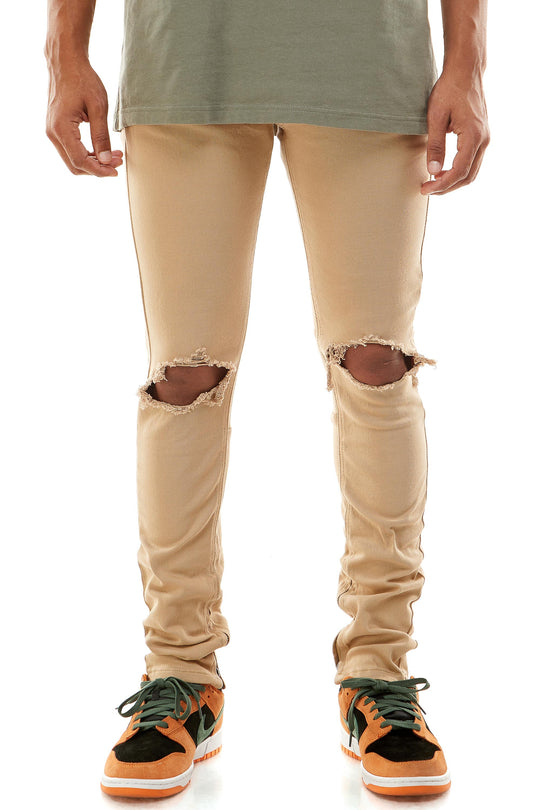 DESTROYED AT KNEE ANKLE ZIP PANTS