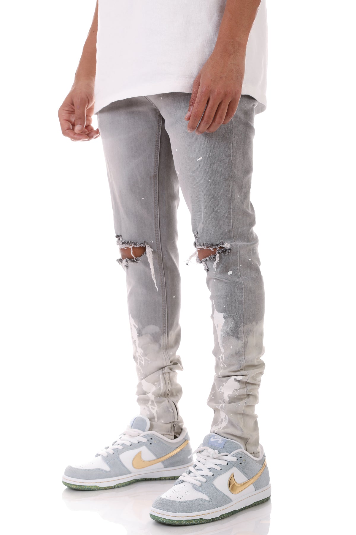PAINTER'S DISTRESSED ANKLE ZIP JEANS