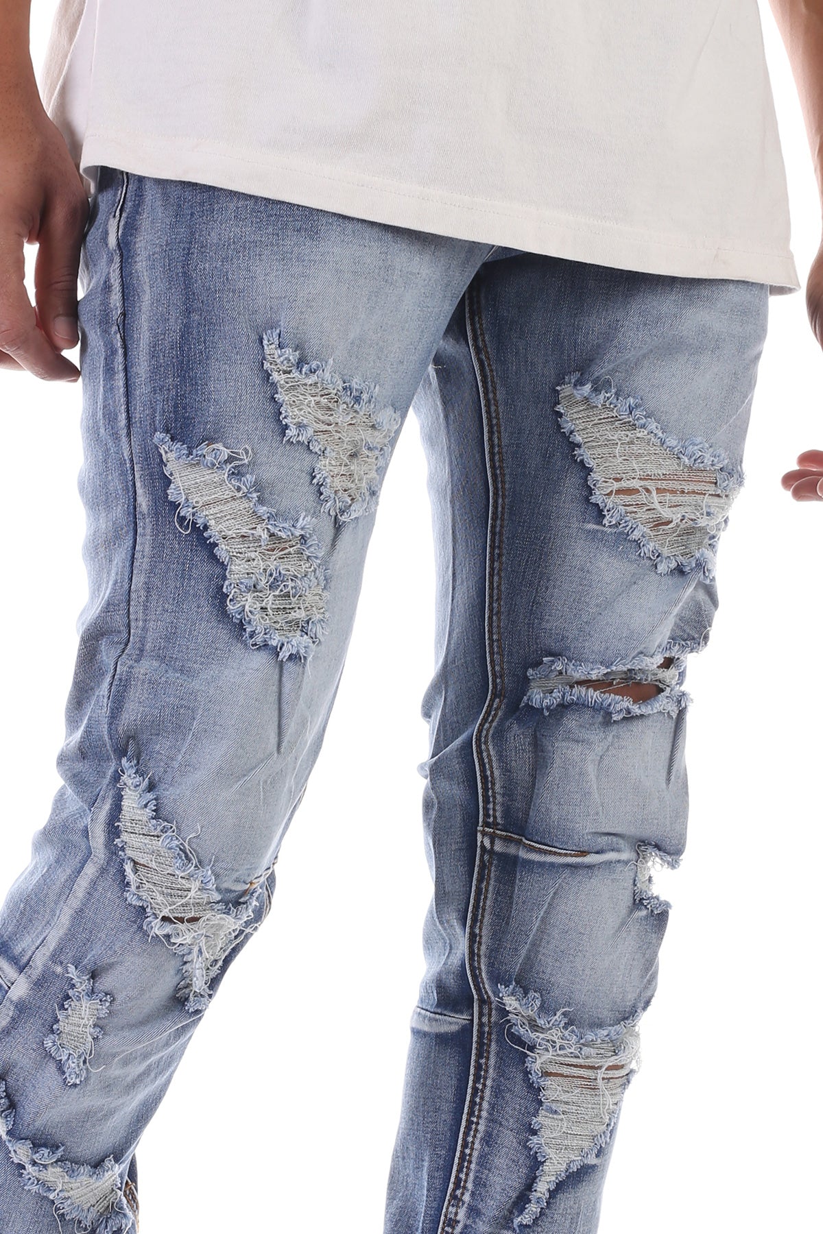 DESTROYED ANKLE INNER TAPE JEANS