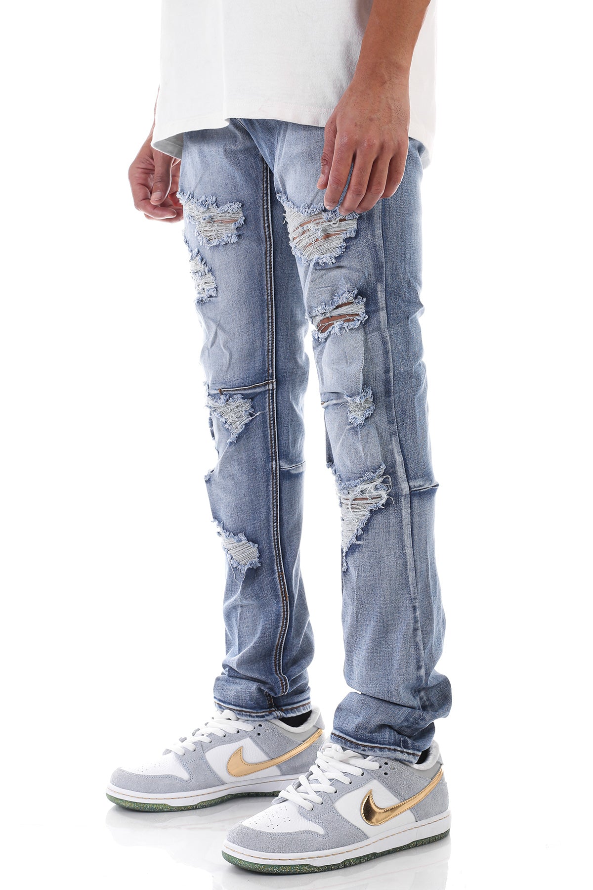 DESTROYED ANKLE INNER TAPE JEANS