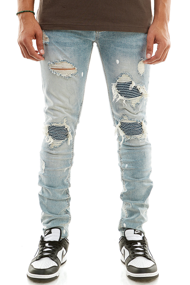 PINTUCK PATCHED JEANS – KDNK