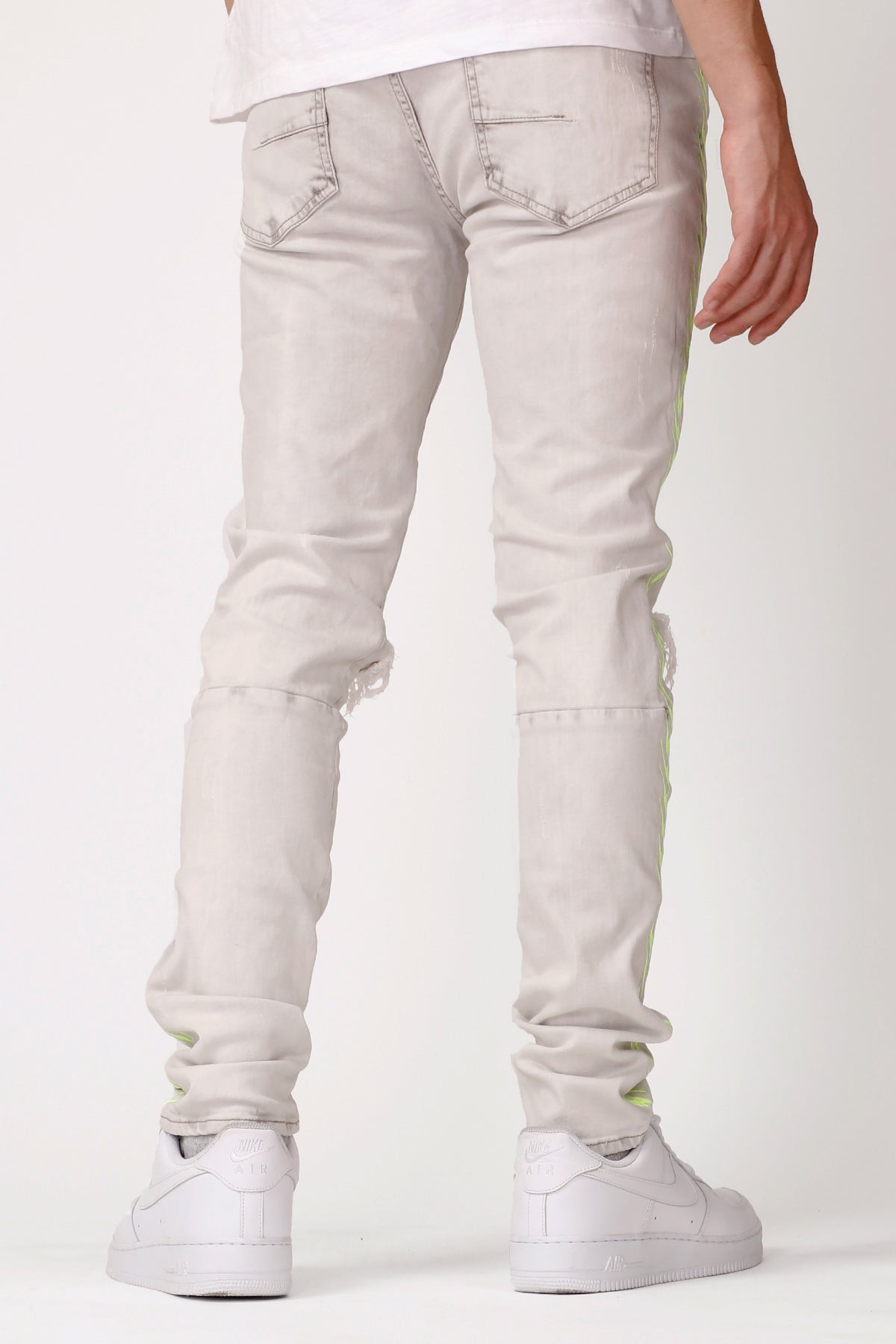 Neon Embroidered Jeans (Light Grey/Lime) (4886832218214)