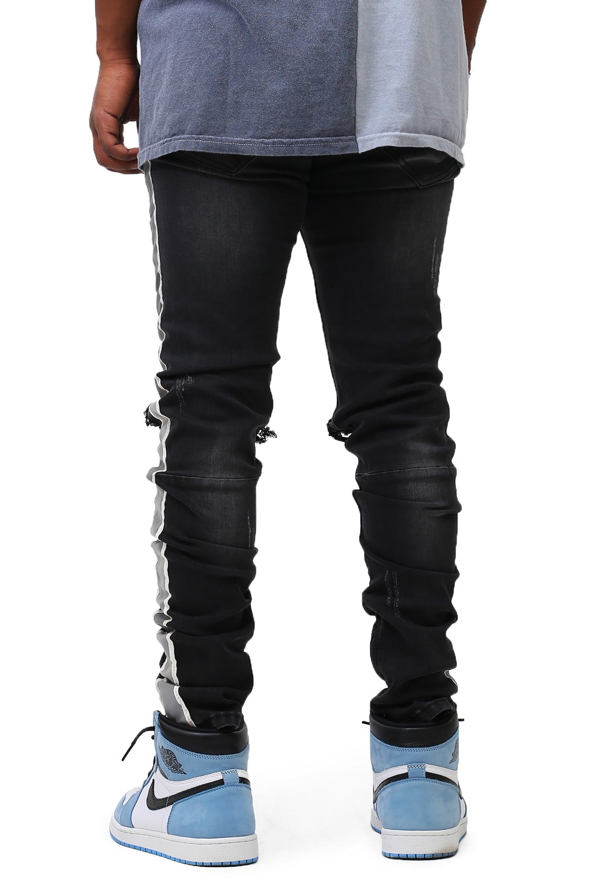 Reflective Taped Jeans (Black) (4905674047590)