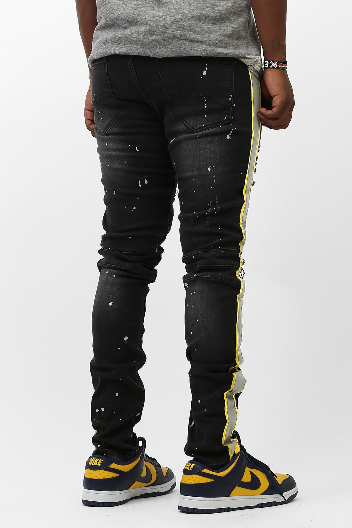 Reflective Taped Moto Jeans (Black) (4905674866790)