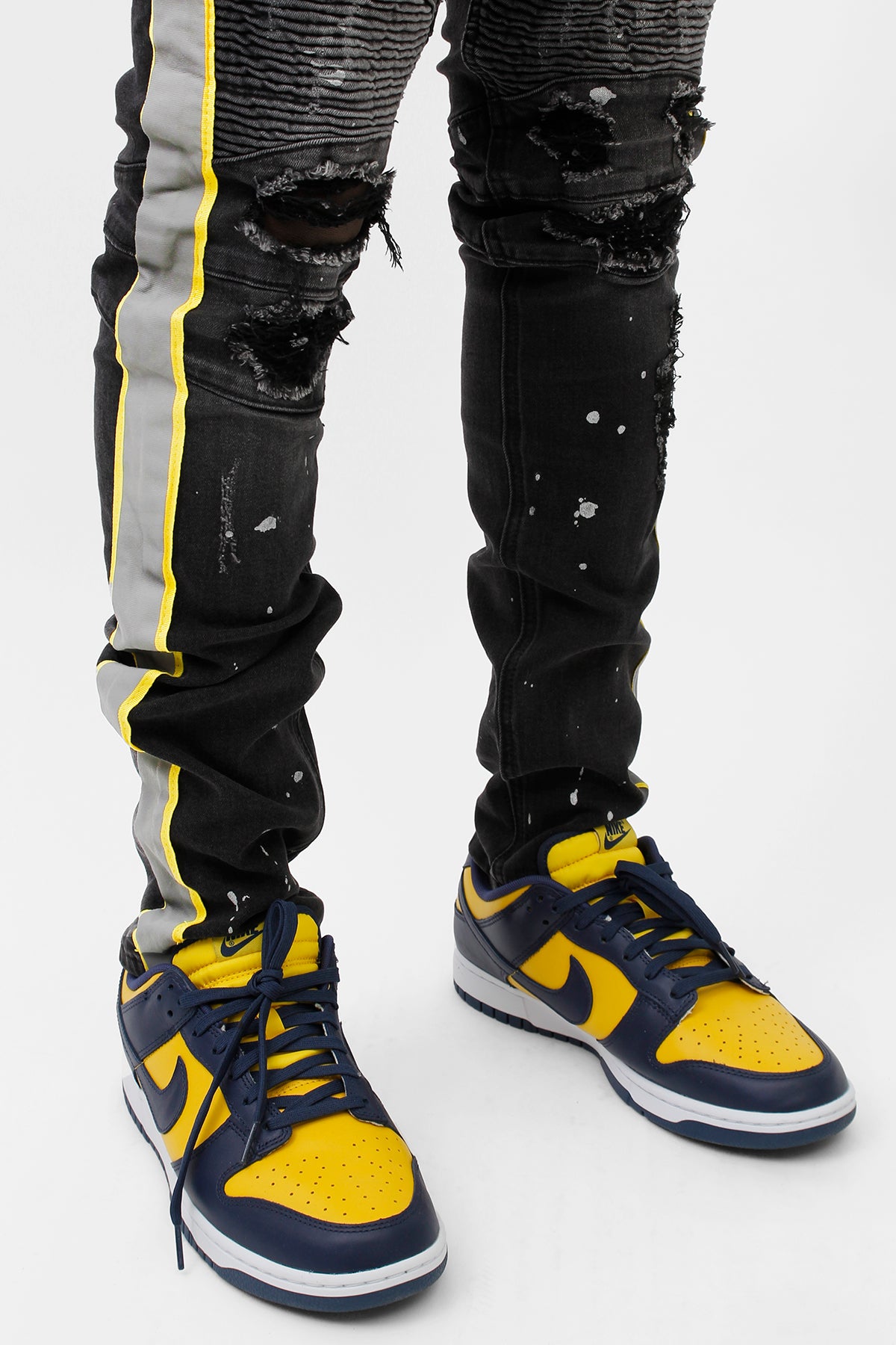 Reflective Taped Moto Jeans (Black) (4905674866790)