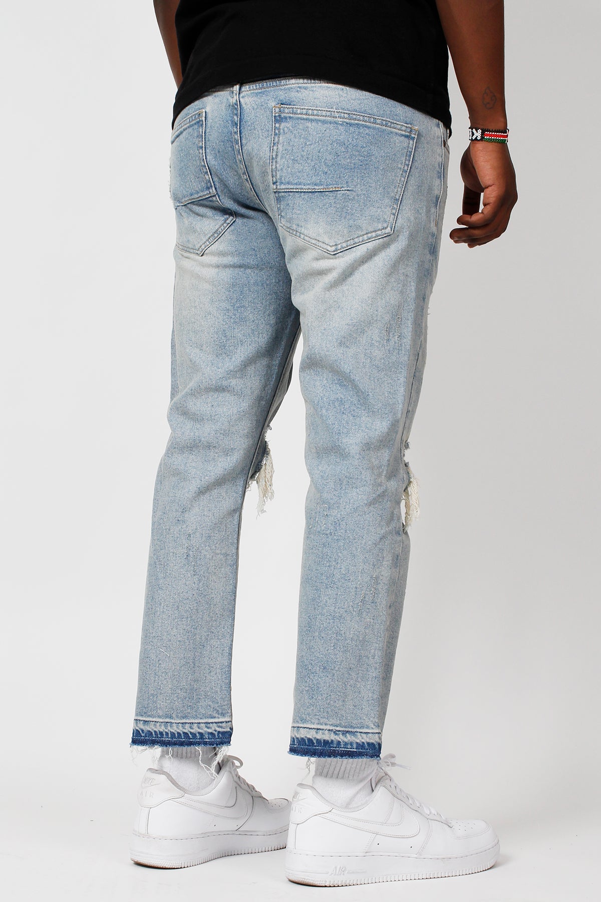Cropped & Ripped Jeans (Blue) (6550411903078)