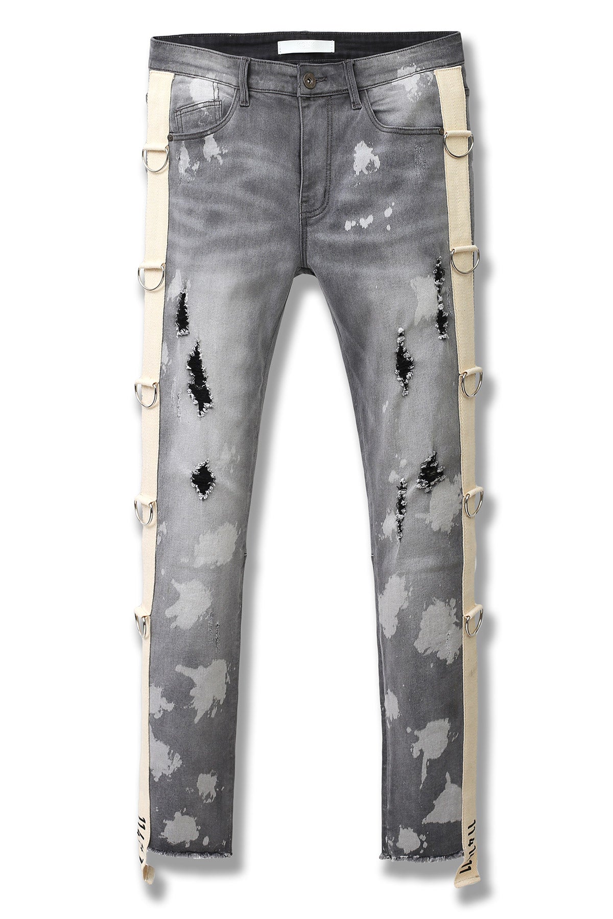 Bleached D-Ring Jeans (Grey) (6575546826854)