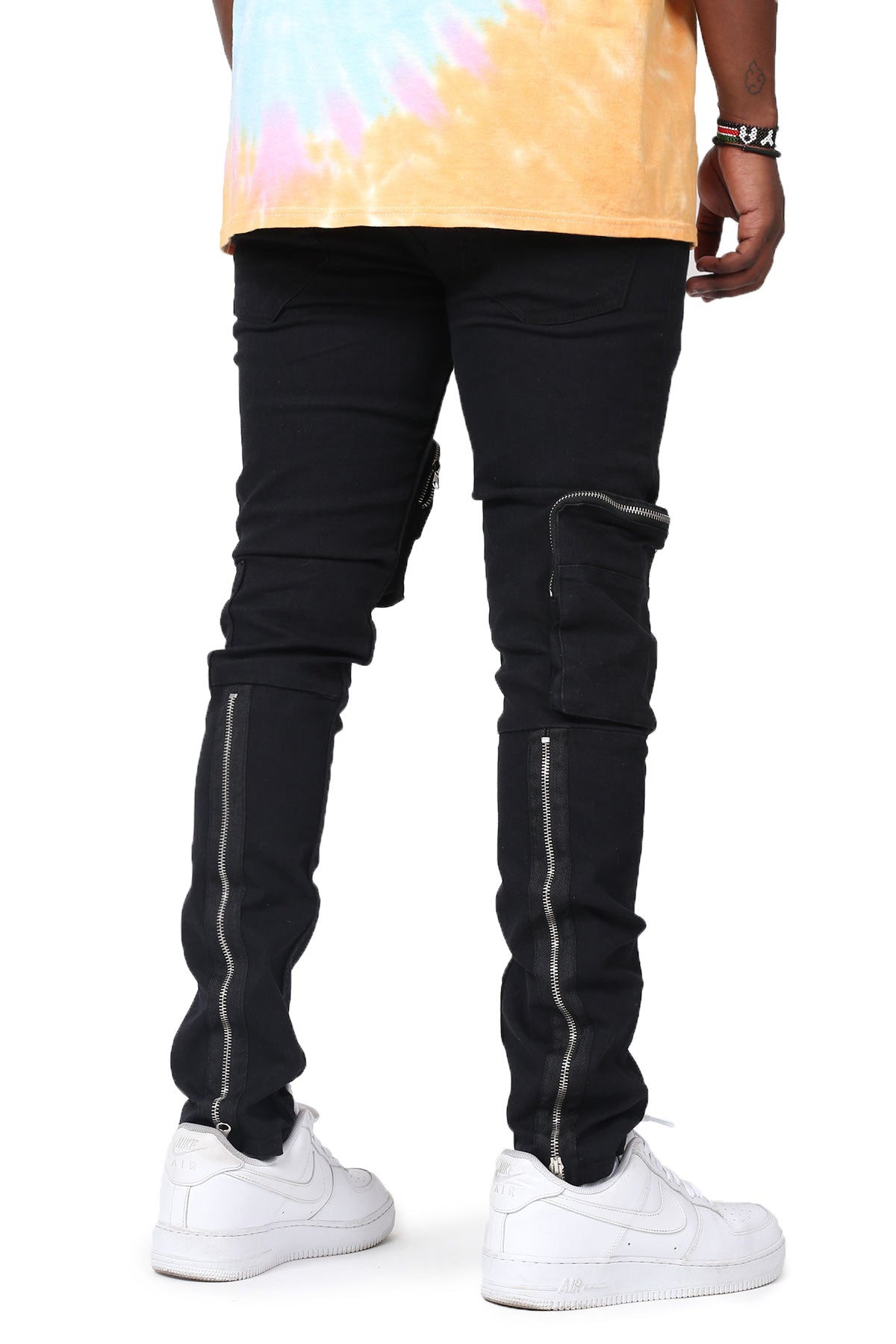 Zippered Cargo Jeans (Black) (6579519815782)