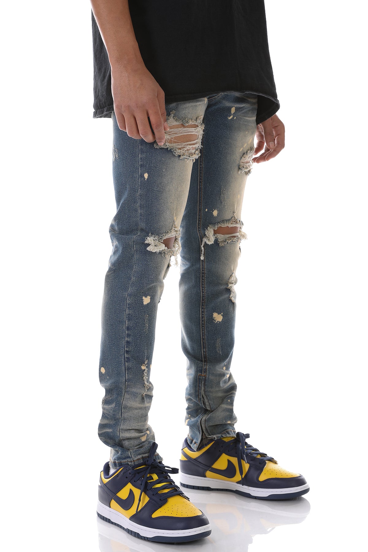 BLEACHED 3D CREASE JEANS