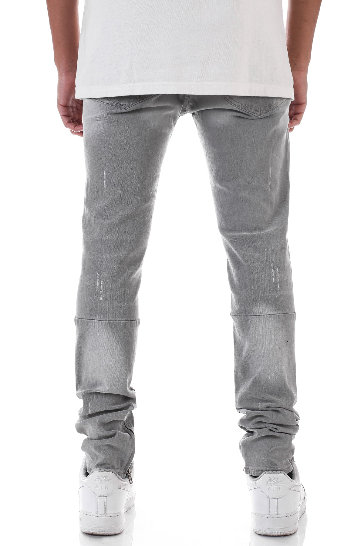 DISTRESSED ANKLE ZIP JEANS – KDNK