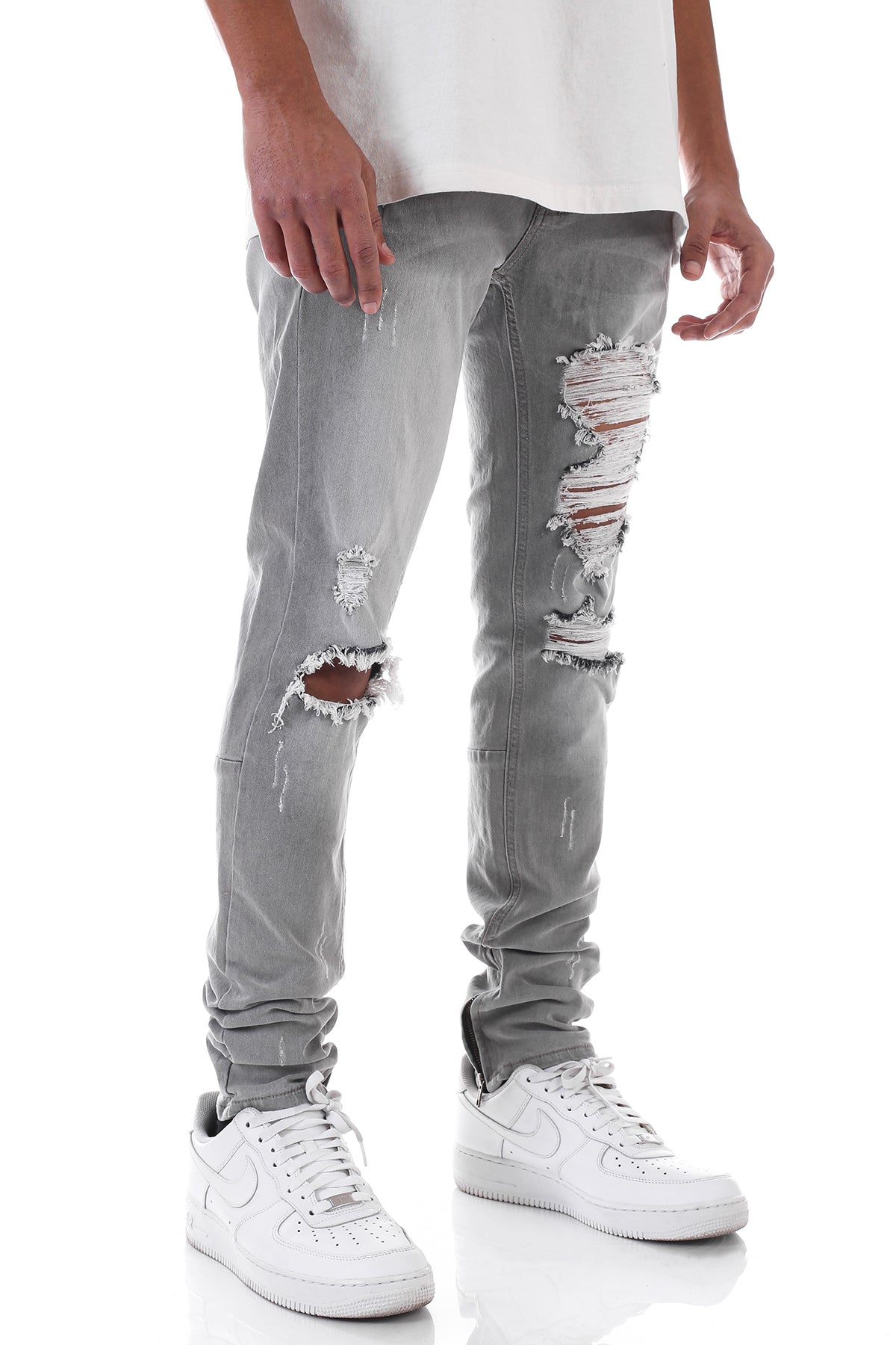 Skinny Jeans Men Slim Fit Stretch Distressed Jeans Pants Ankle Cuffs with  Zipper (Blue,31) at Amazon Men's Clothing store