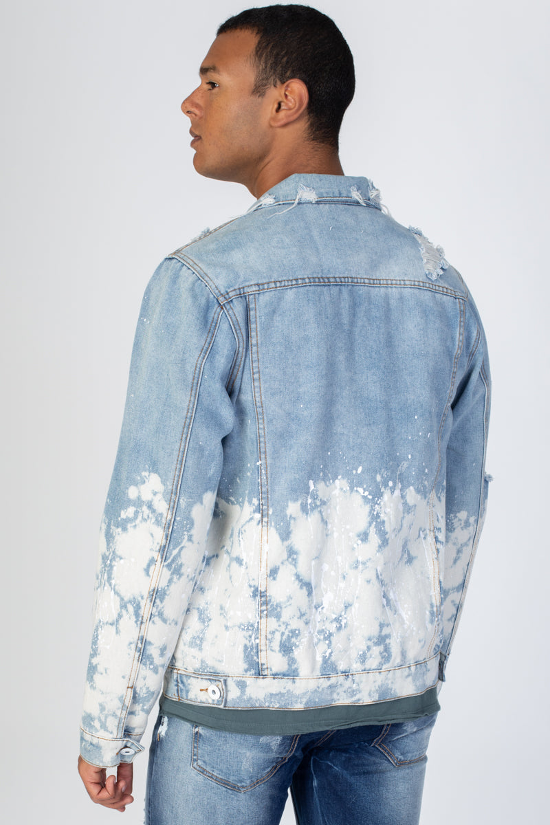 Painter's Distressed Denim Jacket (Blue) (1425640194092)