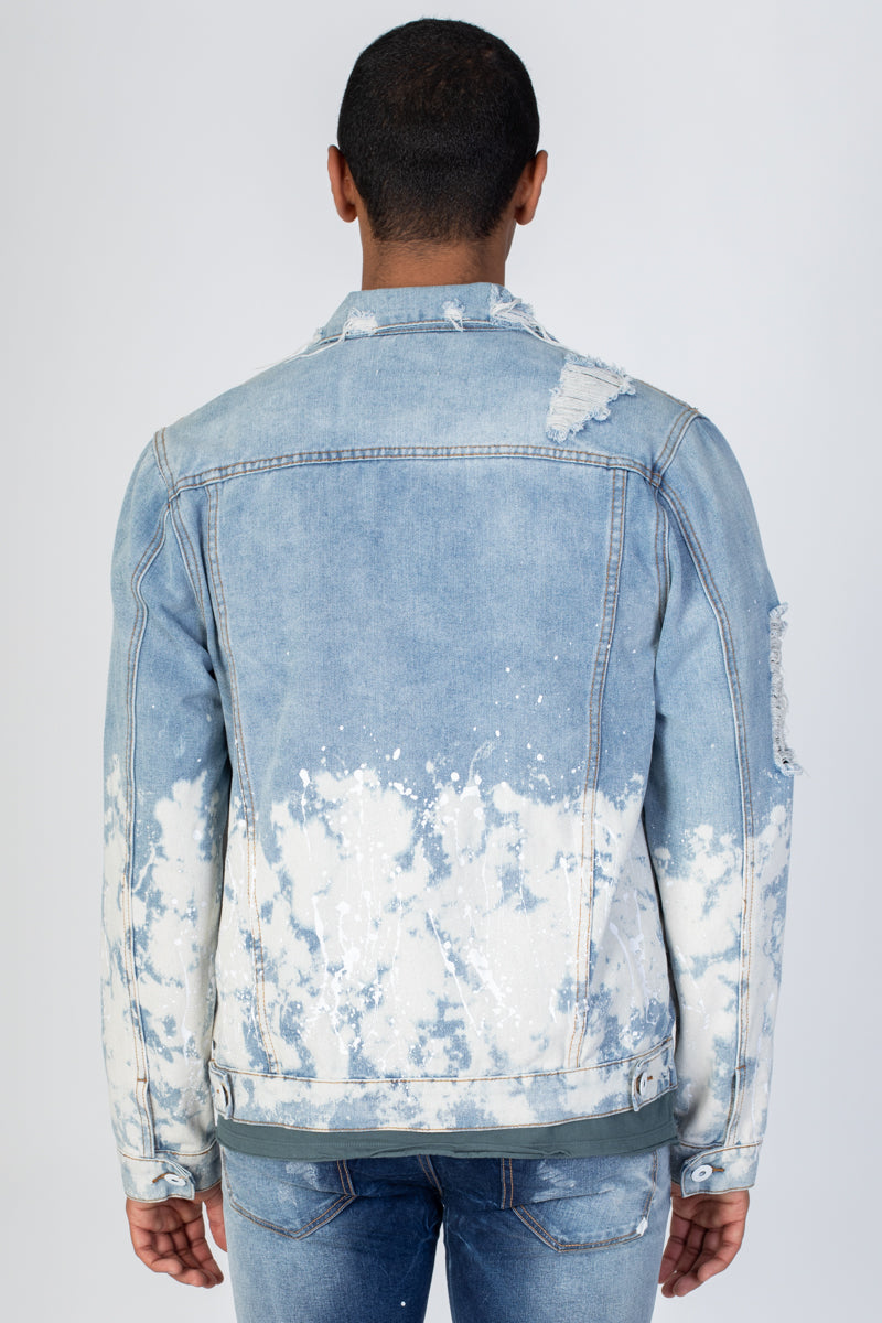 Painter's Distressed Denim Jacket (Blue) (1425640194092)