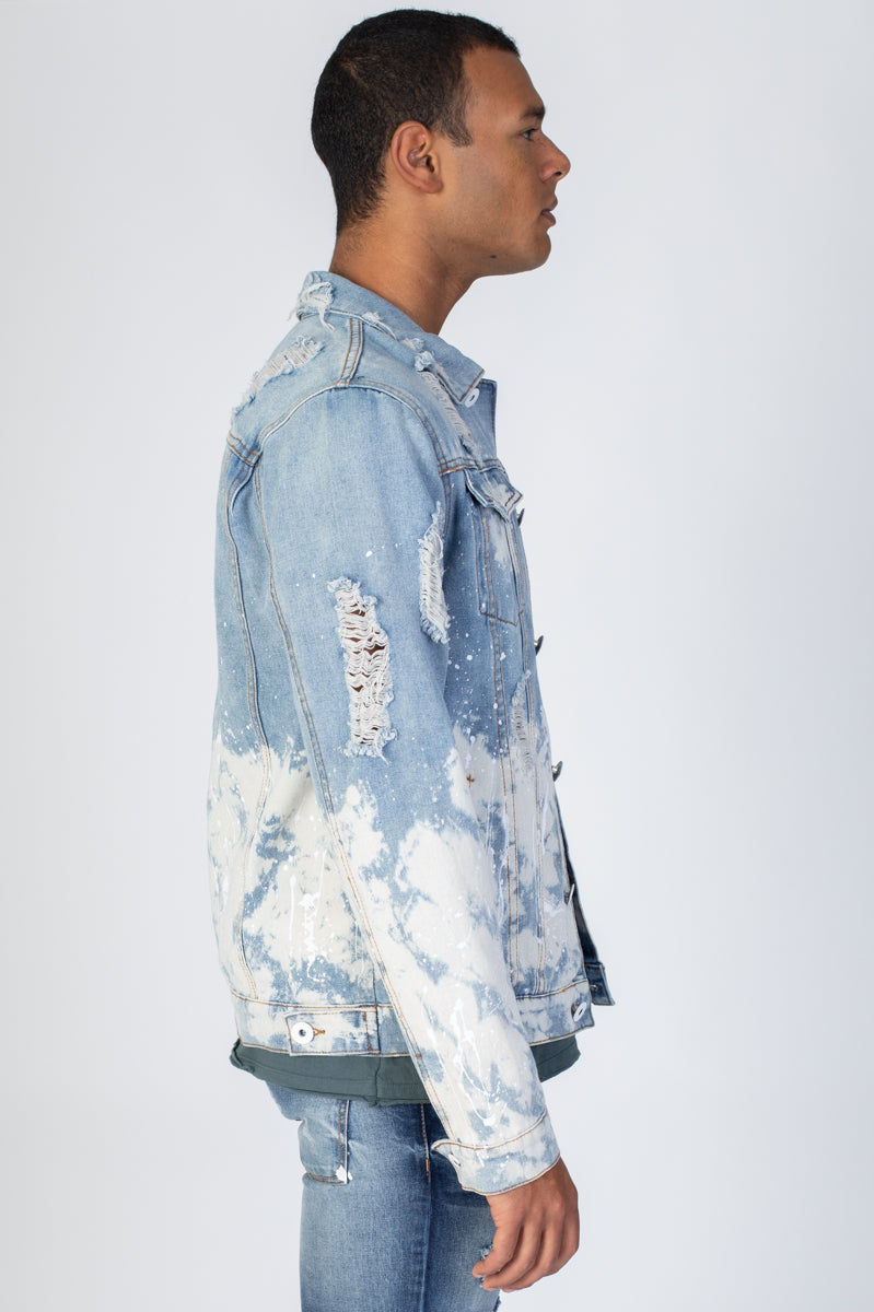 Painter's Distressed Denim Jacket (Blue) (1425640194092)