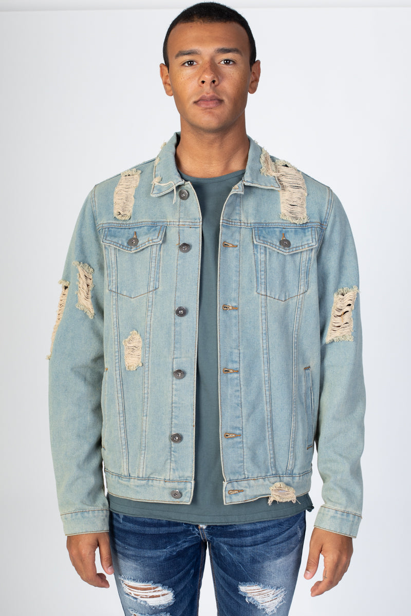 Distressed Denim Jacket (Medium Vintage) (1425625874476)
