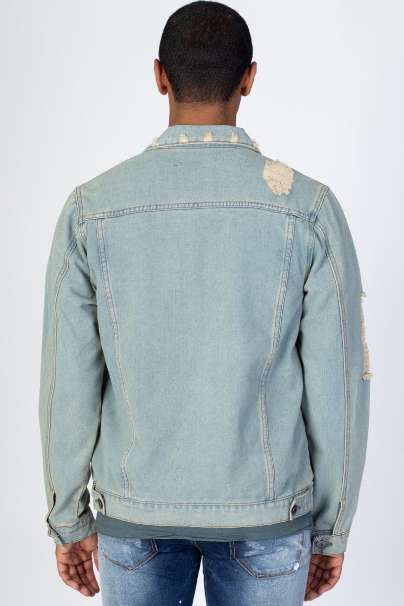 Distressed Denim Jacket (Medium Vintage) (1425625874476)