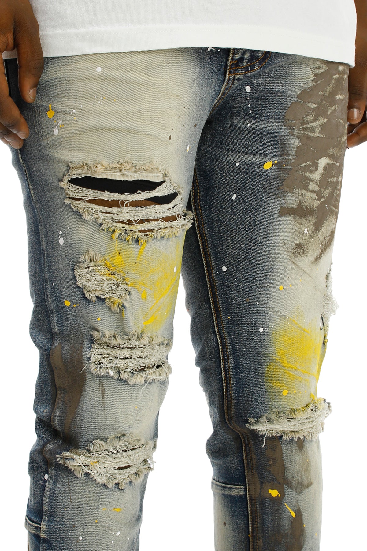 Multi-Painted Skinny Jeans (Blue) (4605178216550)